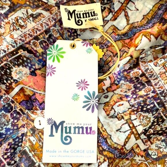 SHOW ME YOUR MUMU NWT BLOUSE TOP TIE NECK SHEER BELL SLEEVES SIZE X SMALL - Picture 5 of 7